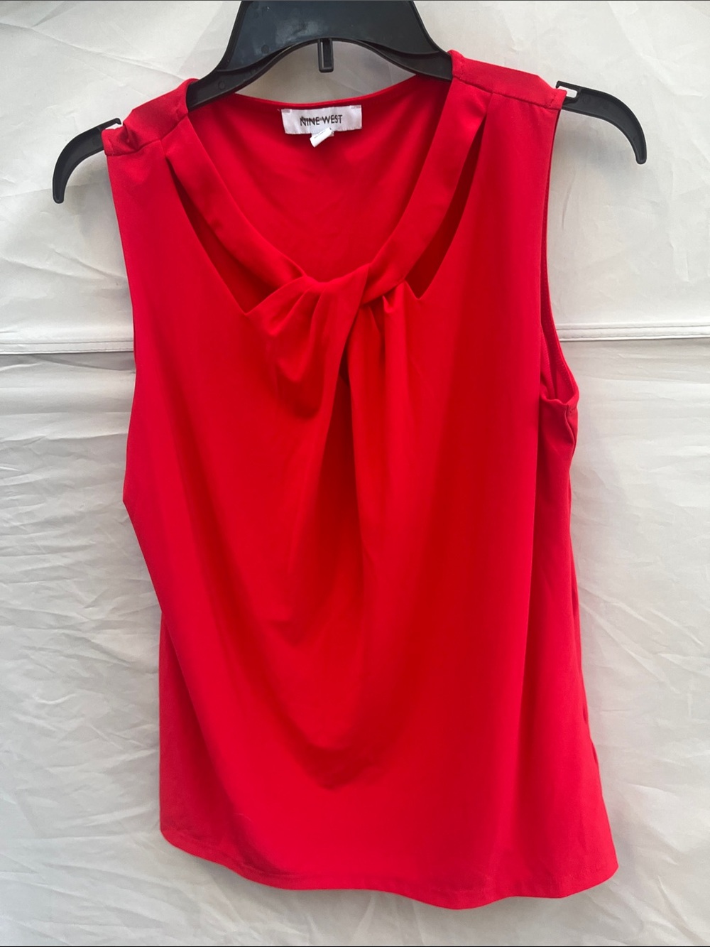 Nine West Vibrant Red Sleeveless Twist-Neck Tank